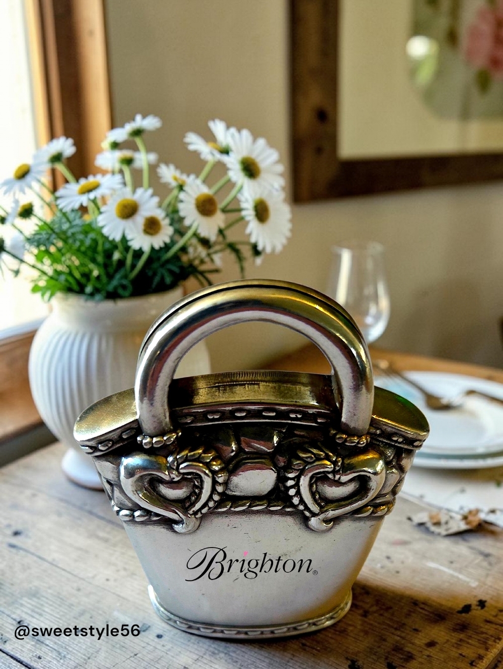 BRIGHTON Vintage Silver Place/Business Card Or Picture Holder TIMELESS!